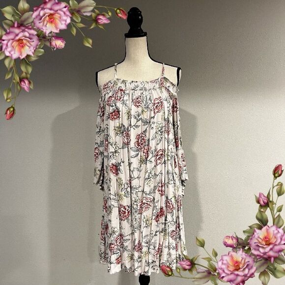 Off shoulder cottagecore floral loose fit dress with straps NWT - Picture 1 of 13